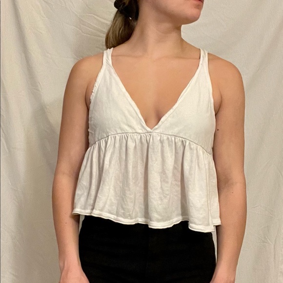 white flowy v neck tank top